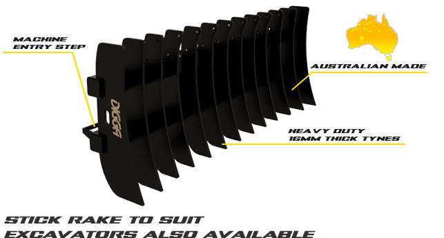 Digga, Stick Rake for Excavators, Tractors, Skid Steers