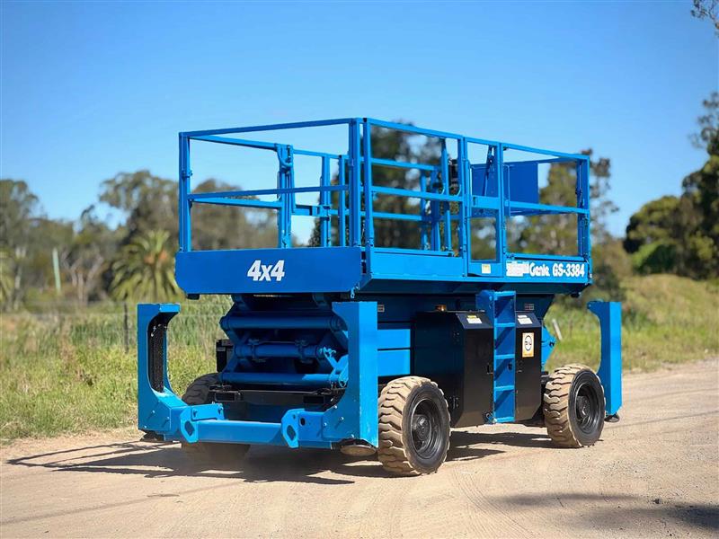 Photo 2. Genie GS3384 in cert rough terrain 12m scissor lift elevated work platform