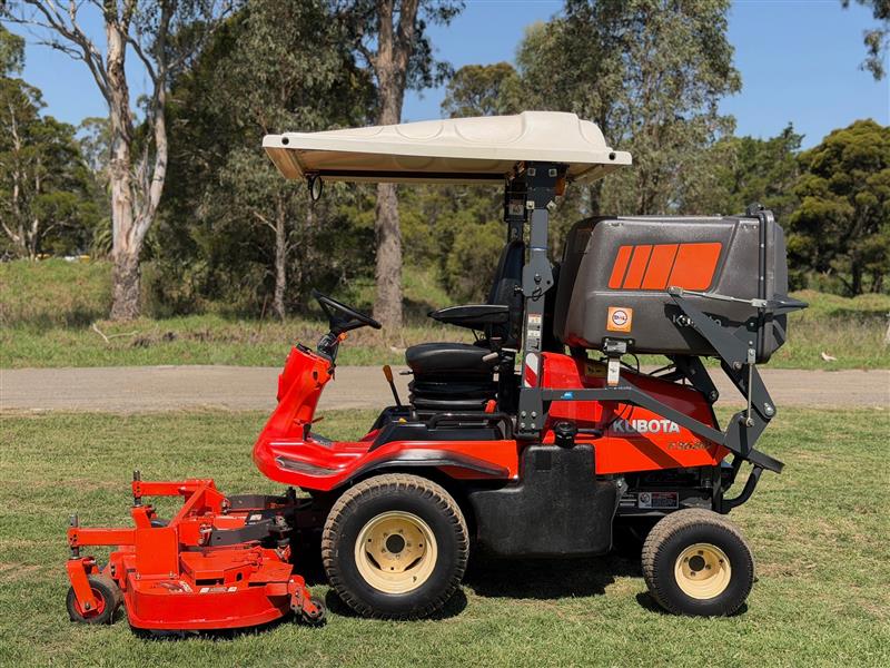 Photo 4. Kubota F3680 with catcher 72inch diesel out front deck ride on lawn mower