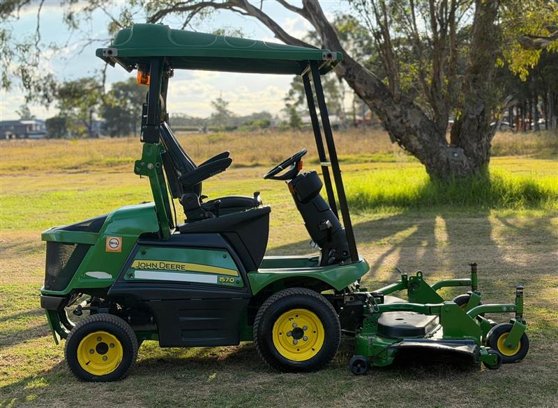 Photo 2. John Deere 1570 72inch 4wd commercial out front ride on diesel lawn mower