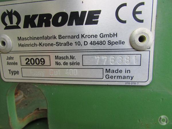 Photo 3. Krone Easy Cut 400 hay mower